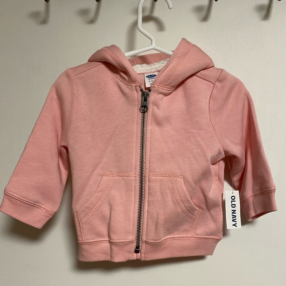 Old Navy Hoodie, Size 6-12 Months Pink Lined Warm Fall Winter